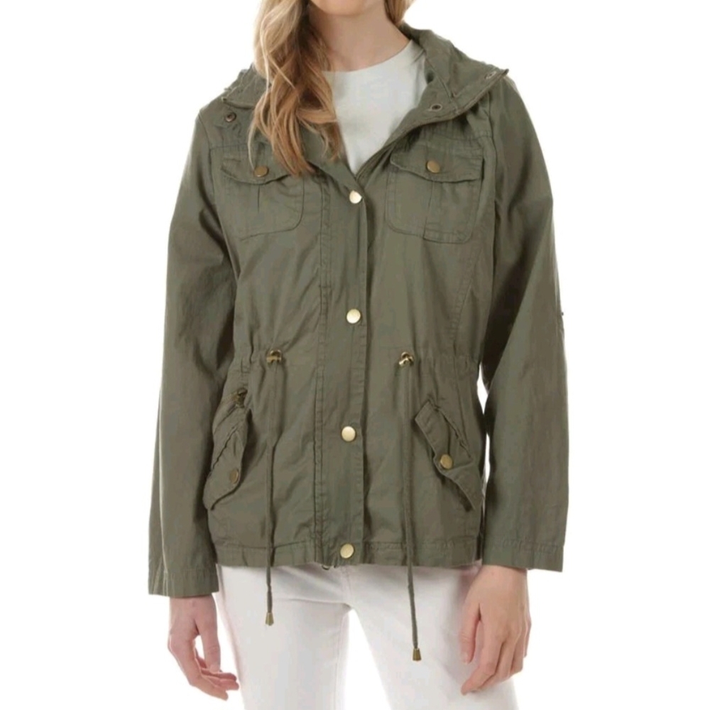 YMI‎ Collection Hooded Anorak Jacket Juniors Size Large Olive Green